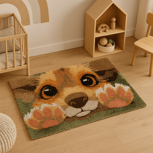 Latch Hook Rug Making Kit - Paw Paw Puppy Design - 102x69cm