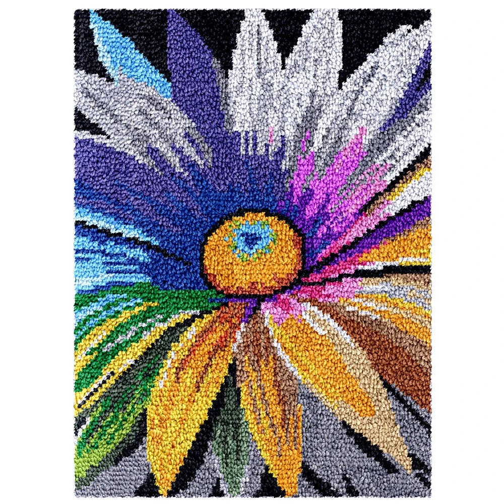 Latch Hook Rug Making Kit - Rainbow Daisy Design - 55x75cm