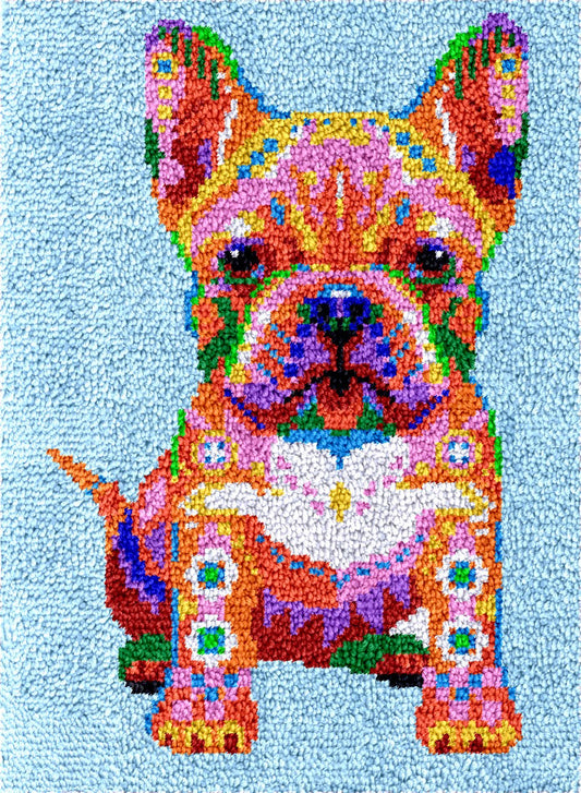 Latch Hook Rug Making Kit - Rainbow Pug Puppy Dog Design - 55x75cm
