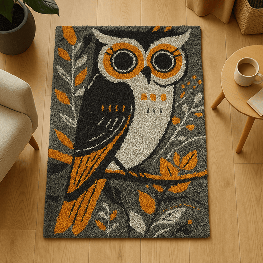 Latch Hook Rug Making Kit - Retro Hooting Owl - 102x69cm