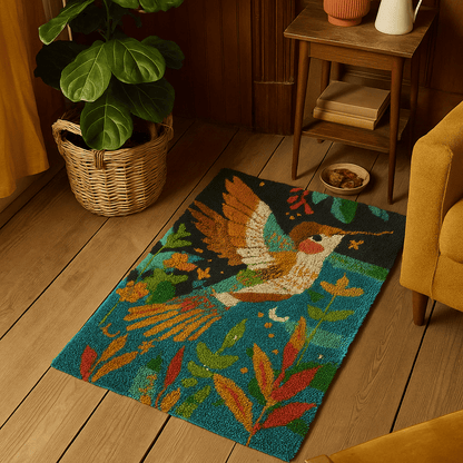 Latch Hook Rug Making Kit - Retro Humming Bird - 102x69cm