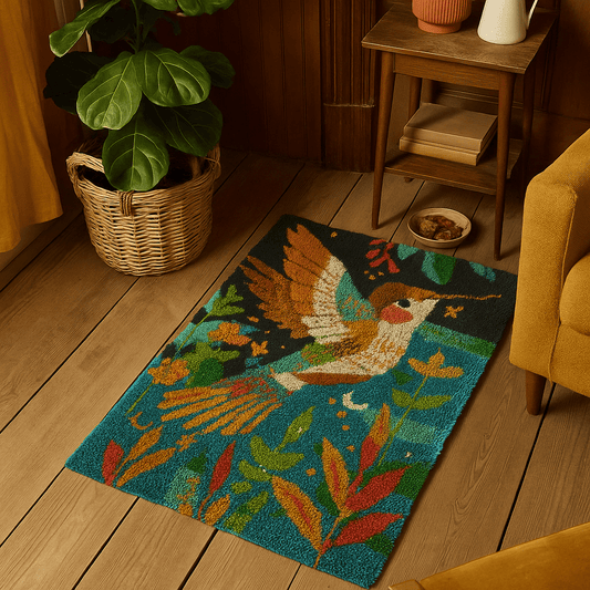Latch Hook Rug Making Kit - Retro Humming Bird - 102x69cm