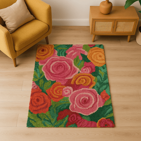 Latch Hook Rug Making Kit - Roses in Bloom Design - 102x69cm