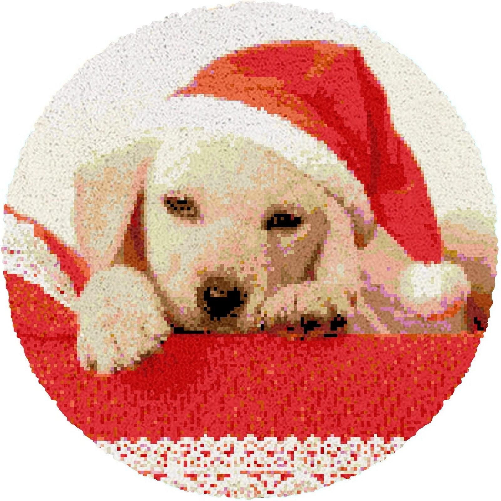 Latch Hook Rug Making Kit - Santa Puppy Christmas Tree Mat 80X80cm