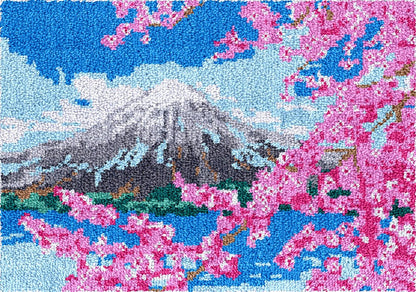 Latch Hook Rug Making Kit - Serene Mt. Fuji Cherry Blossom - 61 x 87cm