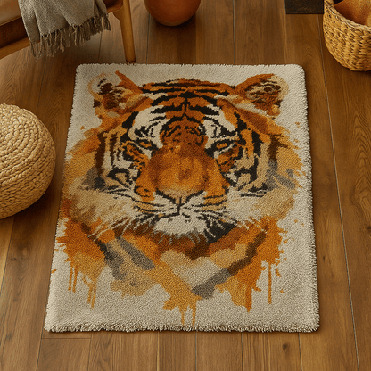 Latch Hook Rug Making Kit - Striped Tiger - 102x69cm