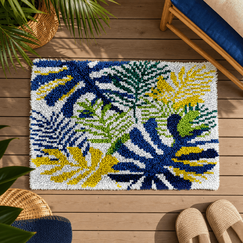 Latch Hook Rug Making Kit - Tropical Monstera Paradise - 40x60cm