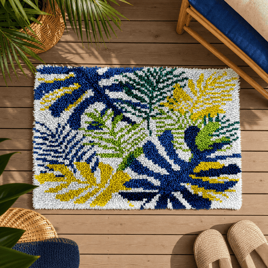 Latch Hook Rug Making Kit - Tropical Monstera Paradise - 40x60cm