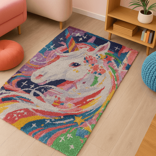 Latch Hook Rug Making Kit - Unicorn Sparkle Design - 102x69cm