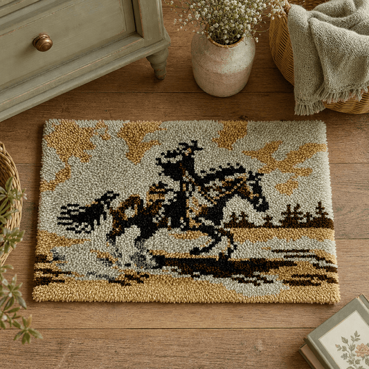 Latch Hook Rug Making Kit - Vintage Cowboy Adventure - 40x60cm
