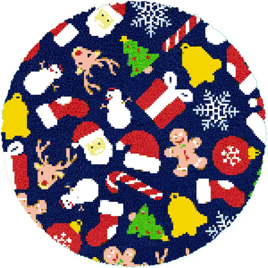 Latch Hook Rug Making Kit -Xmas Wrap Christmas Tree Mat 80X80cm