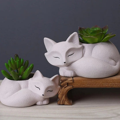 Little Lazy Fox Flower Pot Planter Silicone Mould