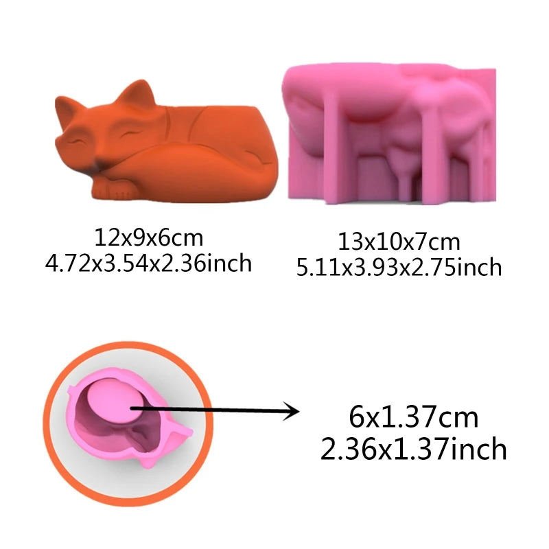 Little Lazy Fox Flower Pot Planter Silicone Mould