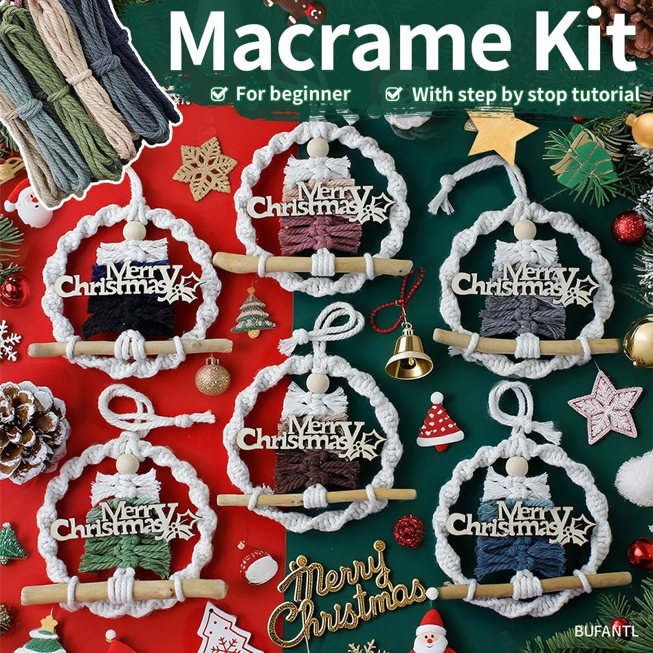 Merry Christmas Tree Hanging Ornament Macrame Kit