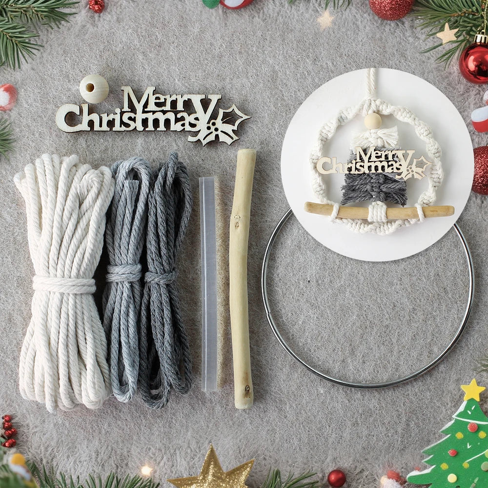 Merry Christmas Tree Hanging Ornament Macrame Kit