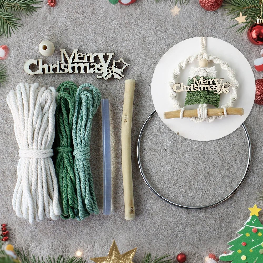 Merry Christmas Tree Hanging Ornament Macrame Kit