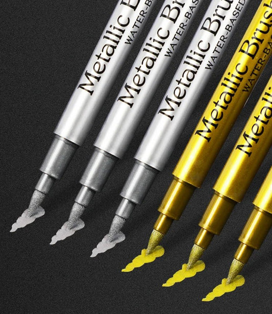 Metallic Gold & Silver Marker Pens - 8 pack