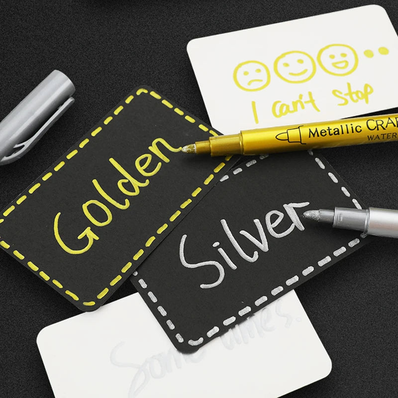Metallic Gold & Silver Marker Pens - 8 pack