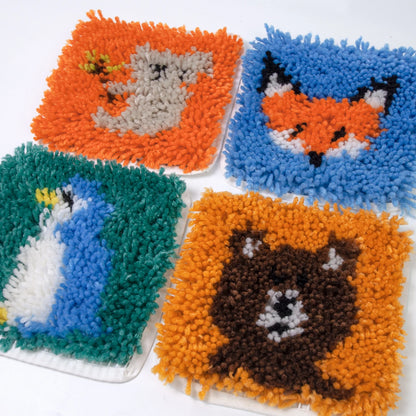 Mini Latch Hook Coaster Kits - Orange Fox