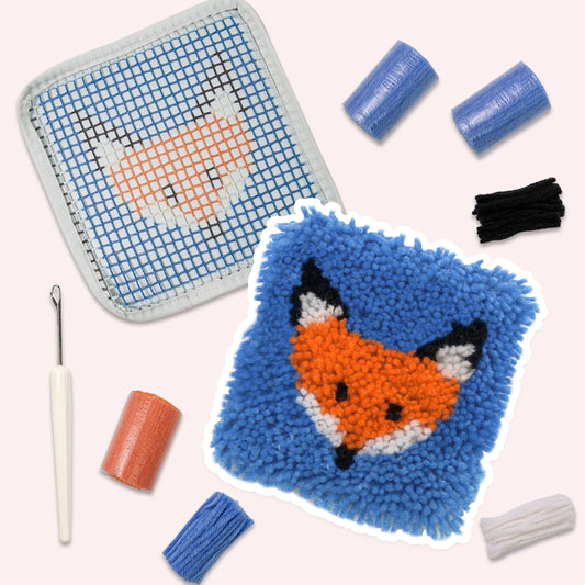 Mini Latch Hook Coaster Kits - Orange Fox