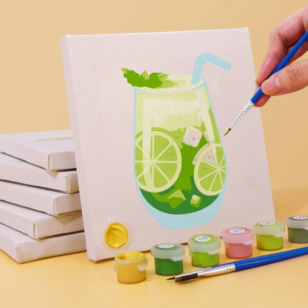 Paint & Sip Party Pack - Paint By Numbers 6pc Set - 15cm x 15cm - Cocktail Party