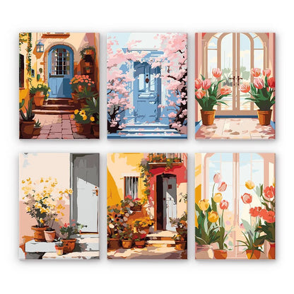 Paint & Sip Party Pack - Paint By Numbers 6pc Set - 15cm x 20cm - Doorway Haven