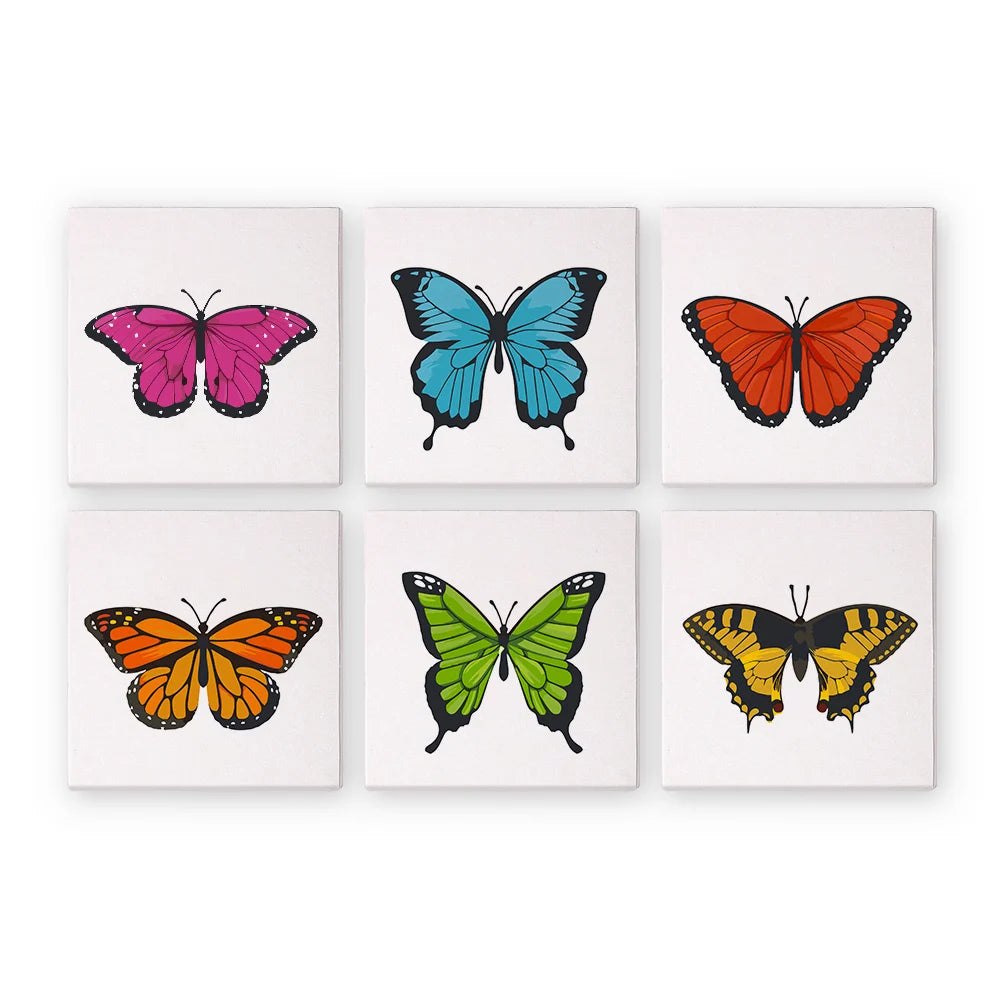 Paint & Sip Party Pack - Paint By Numbers 6pc Set - 15cm x 15cm - Beautiful Butterflies