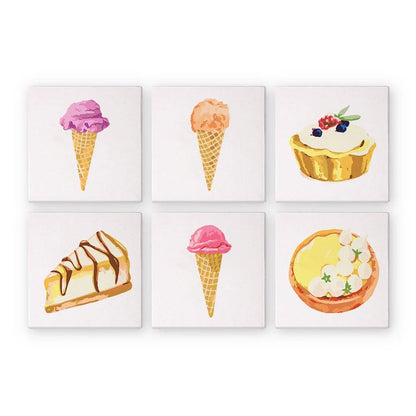 Paint & Sip Party Pack - Paint By Numbers 6pc Set - 15cm x 15cm - Delicious Deserts