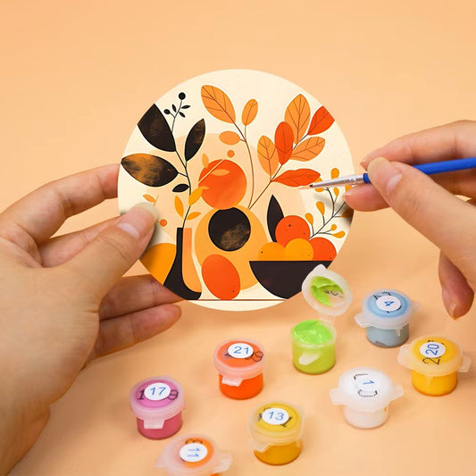 Paint & Sip Party Pack Paint By Numbers Coaster Pack - Retro Autumn Leaves