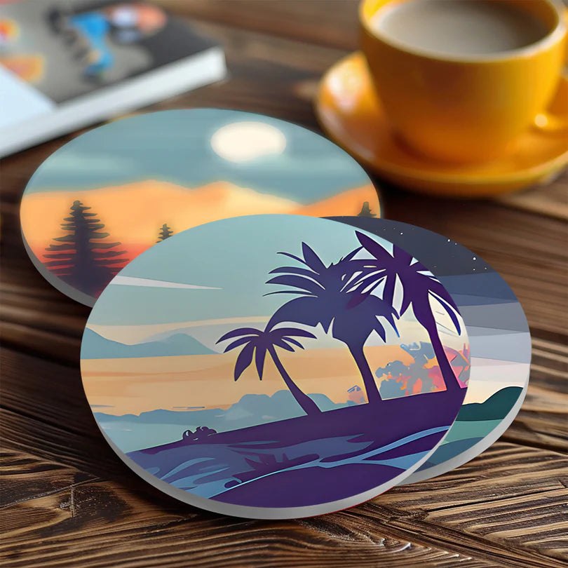 Paint & Sip Party Pack Paint By Numbers Coaster Pack - Mystical Mountains