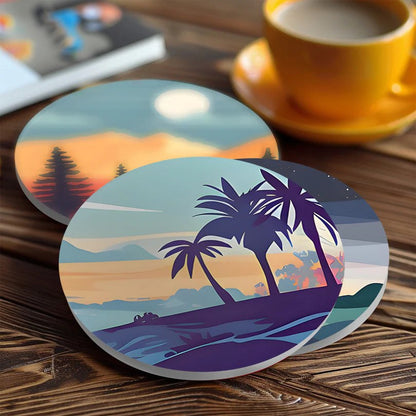 Paint & Sip Party Pack Paint By Numbers Coaster Pack - Mystical Mountains