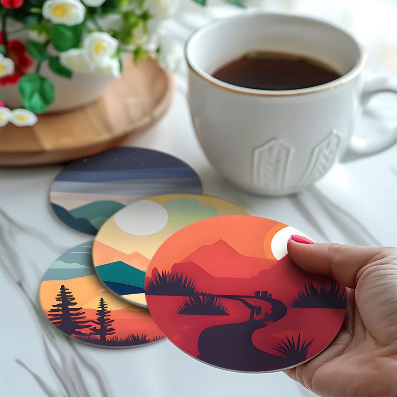 Paint & Sip Party Pack Paint By Numbers Coaster Pack - Mystical Mountains