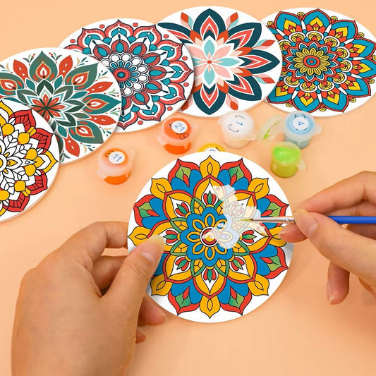 Paint & Sip Party Pack Paint By Numbers Coaster Pack - Magic Mandalas