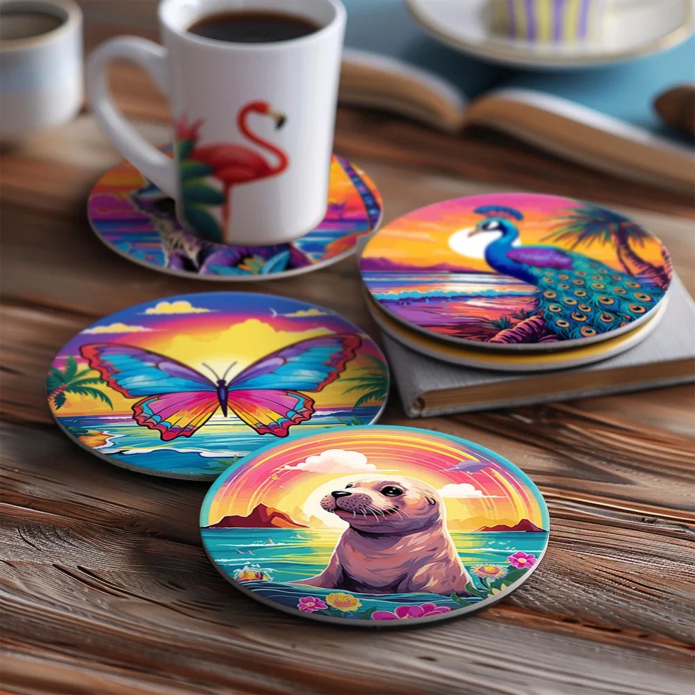 Paint & Sip Party Pack Paint By Numbers Coaster Pack - Magnificent Creatures