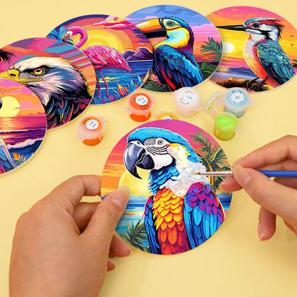 Paint & Sip Party Pack Paint By Numbers Coaster Pack - Birds Of Paradise