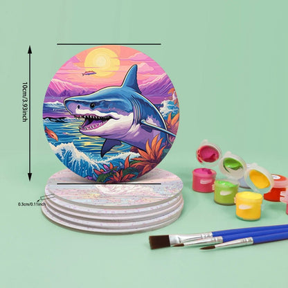 Paint & Sip Party Pack Paint By Numbers Coaster Pack - Tropical Sealife