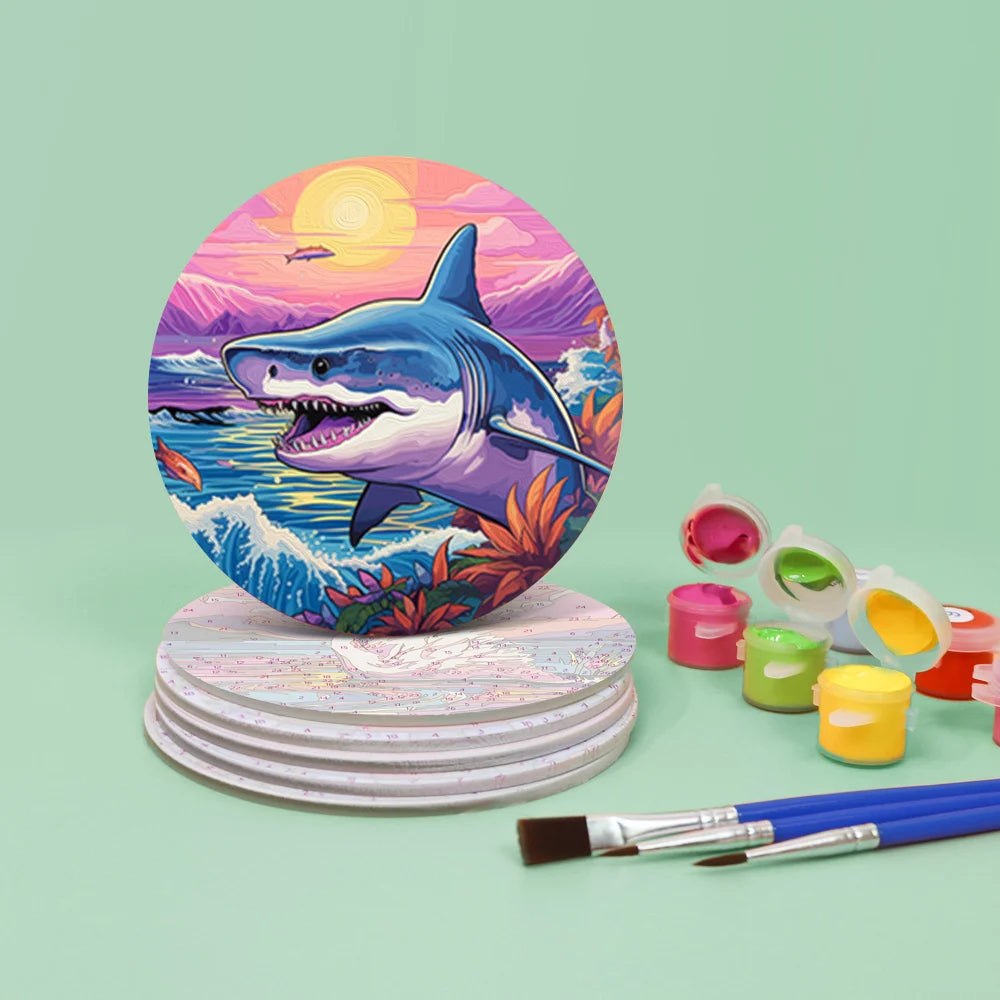 Paint & Sip Party Pack Paint By Numbers Coaster Pack - Tropical Sealife