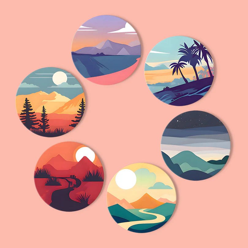 Paint & Sip Party Pack Paint By Numbers Coaster Pack - Mystical Mountains