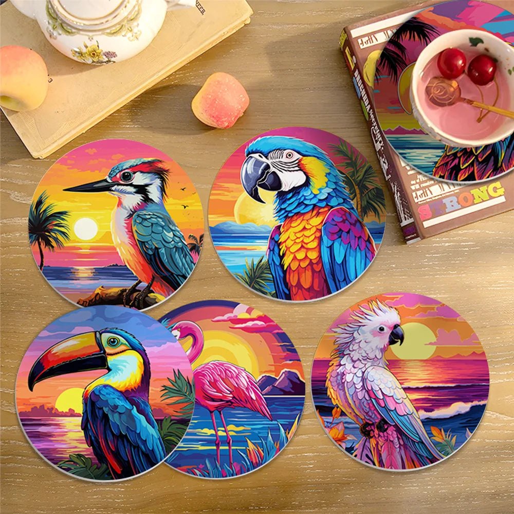 Paint & Sip Party Pack Paint By Numbers Coaster Pack - Birds Of Paradise