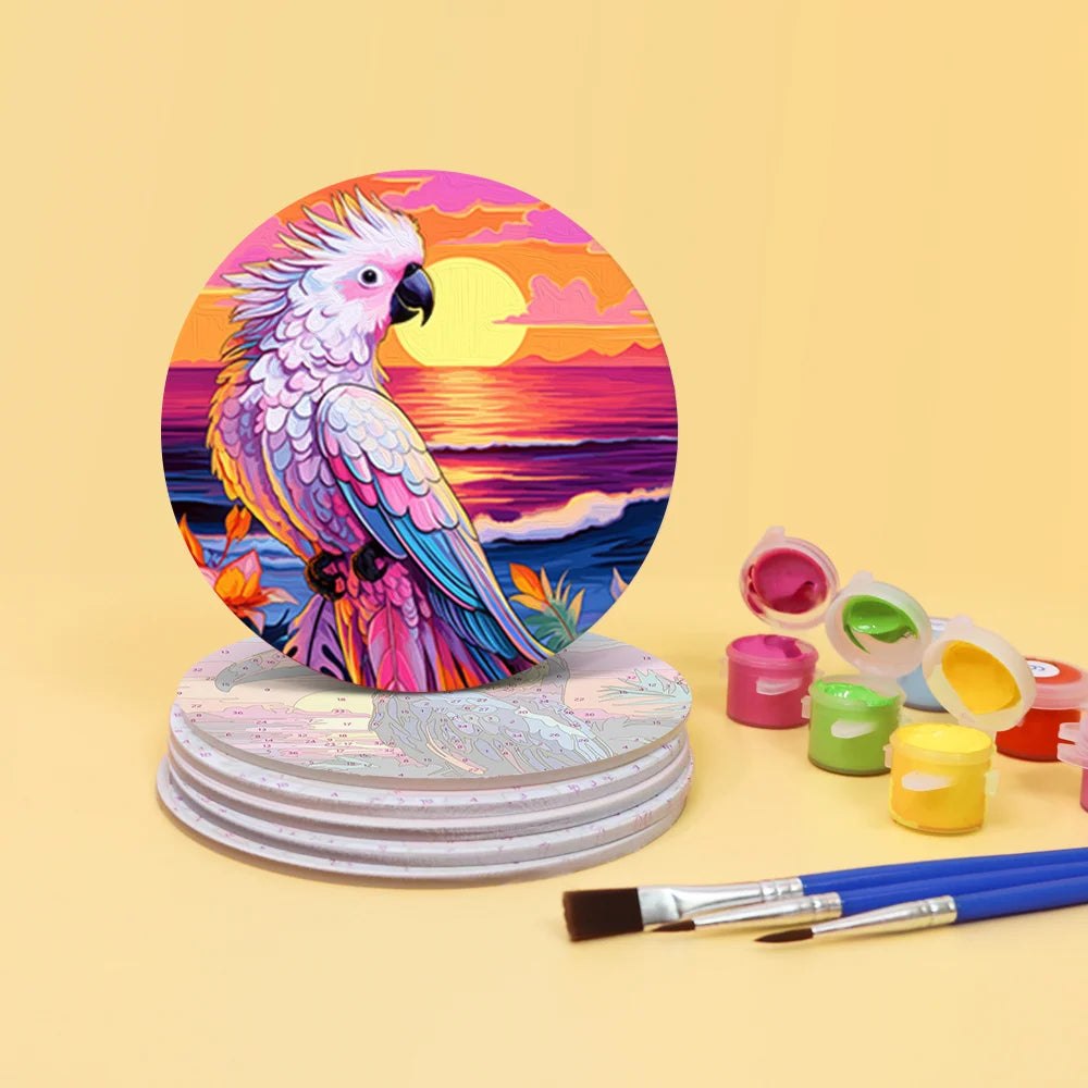 Paint & Sip Party Pack Paint By Numbers Coaster Pack - Birds Of Paradise