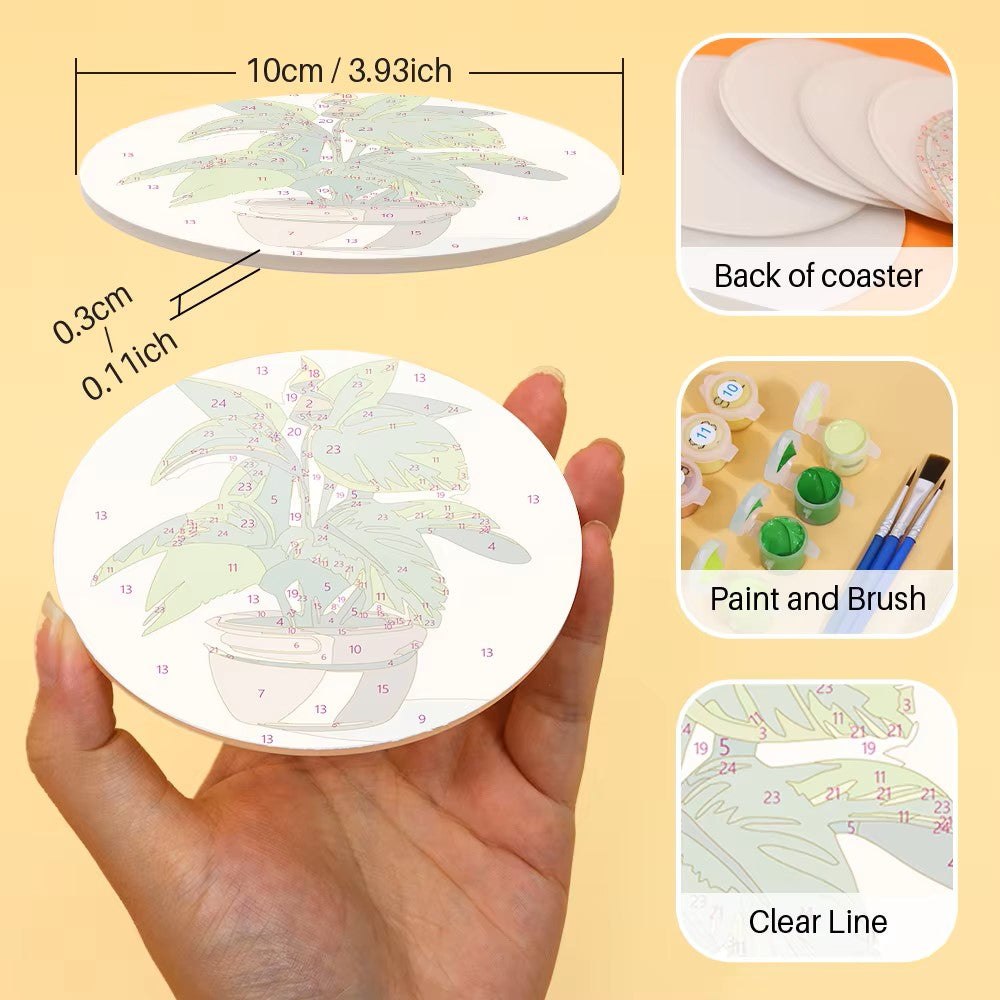 Paint & Sip Party Pack Paint By Numbers Coaster Pack - Plant Perfect