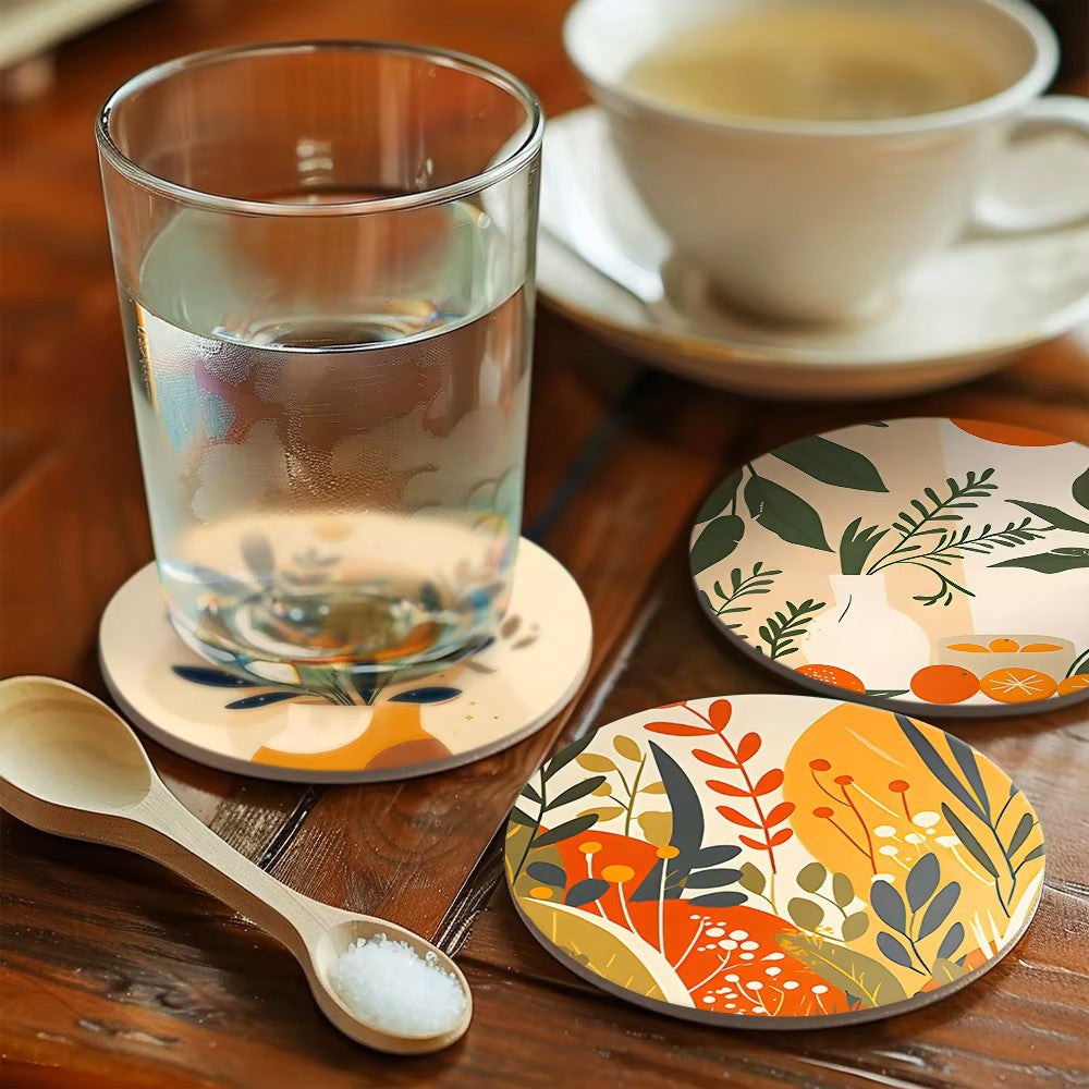 Paint & Sip Party Pack Paint By Numbers Coaster Pack - Retro Autumn Leaves