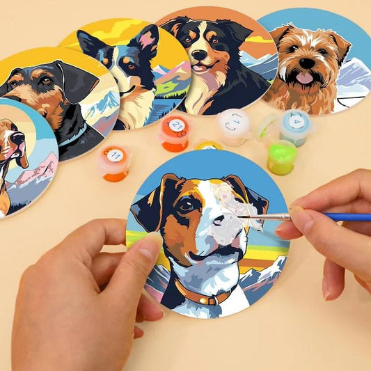 Paint & Sip Party Pack Paint By Numbers Coaster Pack - Dashing Dogs