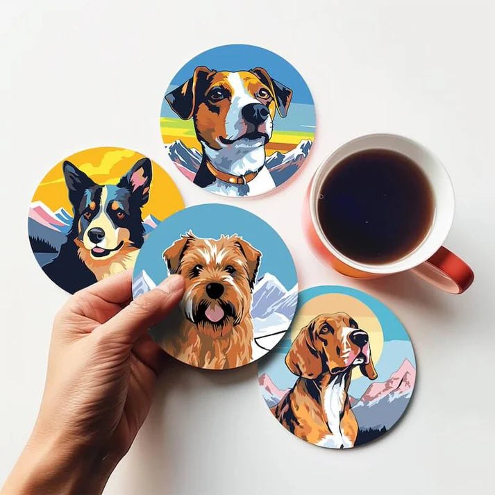 Paint & Sip Party Pack Paint By Numbers Coaster Pack - Dashing Dogs
