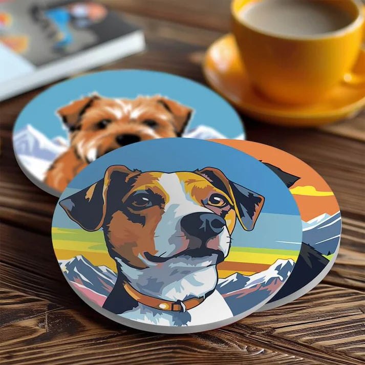 Paint & Sip Party Pack Paint By Numbers Coaster Pack - Dashing Dogs
