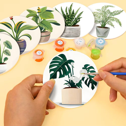 Paint & Sip Party Pack Paint By Numbers Coaster Pack - Plant Perfect