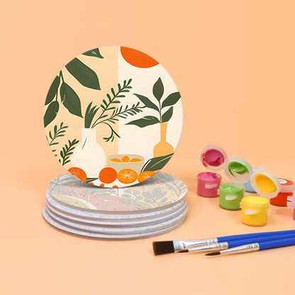 Paint & Sip Party Pack Paint By Numbers Coaster Pack - Retro Autumn Leaves