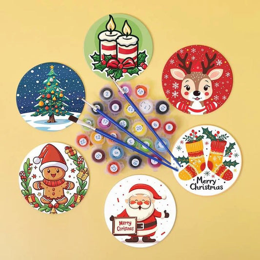 Paint & Sip Party Pack Paint By Numbers Coaster Pack - Christmas Cheer