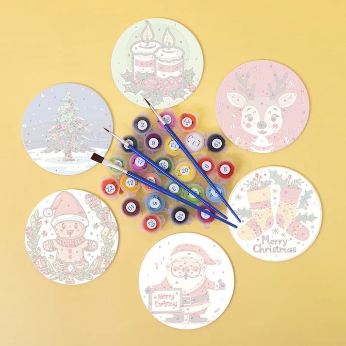 Paint & Sip Party Pack Paint By Numbers Coaster Pack - Christmas Cheer