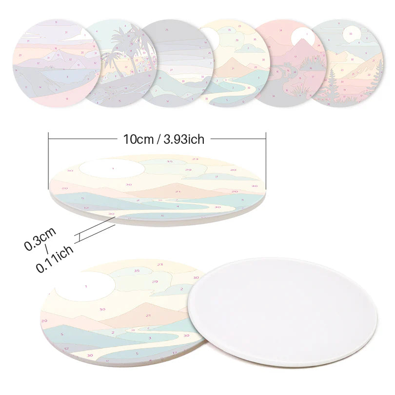 Paint & Sip Party Pack Paint By Numbers Coaster Pack - Mystical Mountains
